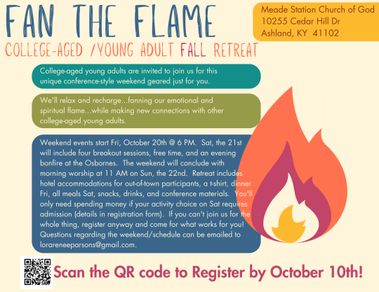 Fan the Flame: Fall Retreat for College-Aged Young Adults